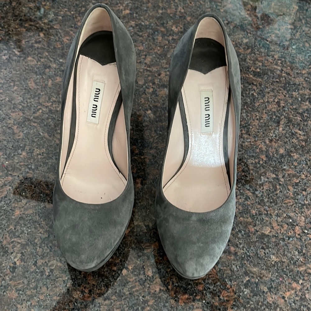 Miu Miu Suede Platform Heel W Glitter Size 38 Euc - image 1
